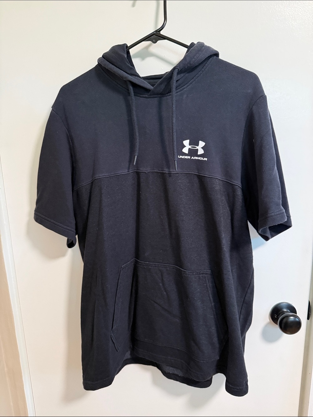 Under Armour Black Short Sleeve Hoodie with White Logo
